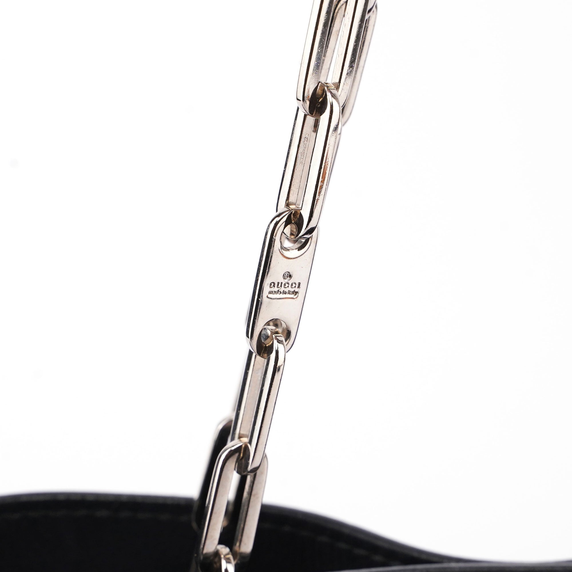 5338. Gucci Black Calfskin Drawstring Chain Tote