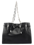 5338. Gucci Black Calfskin Drawstring Chain Tote