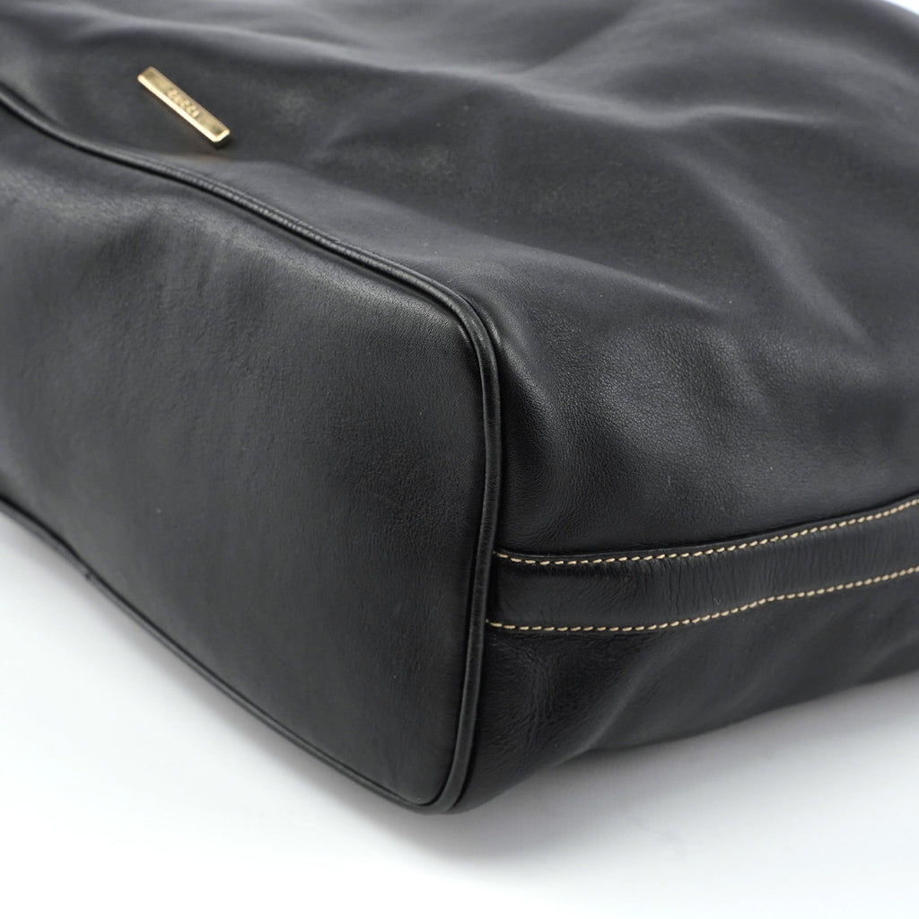 73884 Black Calfskin V Hobo Shoulder Bag