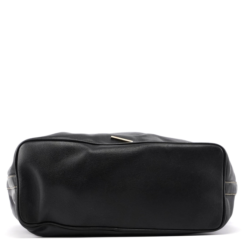 73884 Black Calfskin V Hobo Shoulder Bag