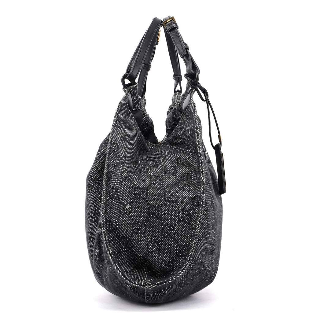 76554 Anthracite GG Denim Dual Handle Bag