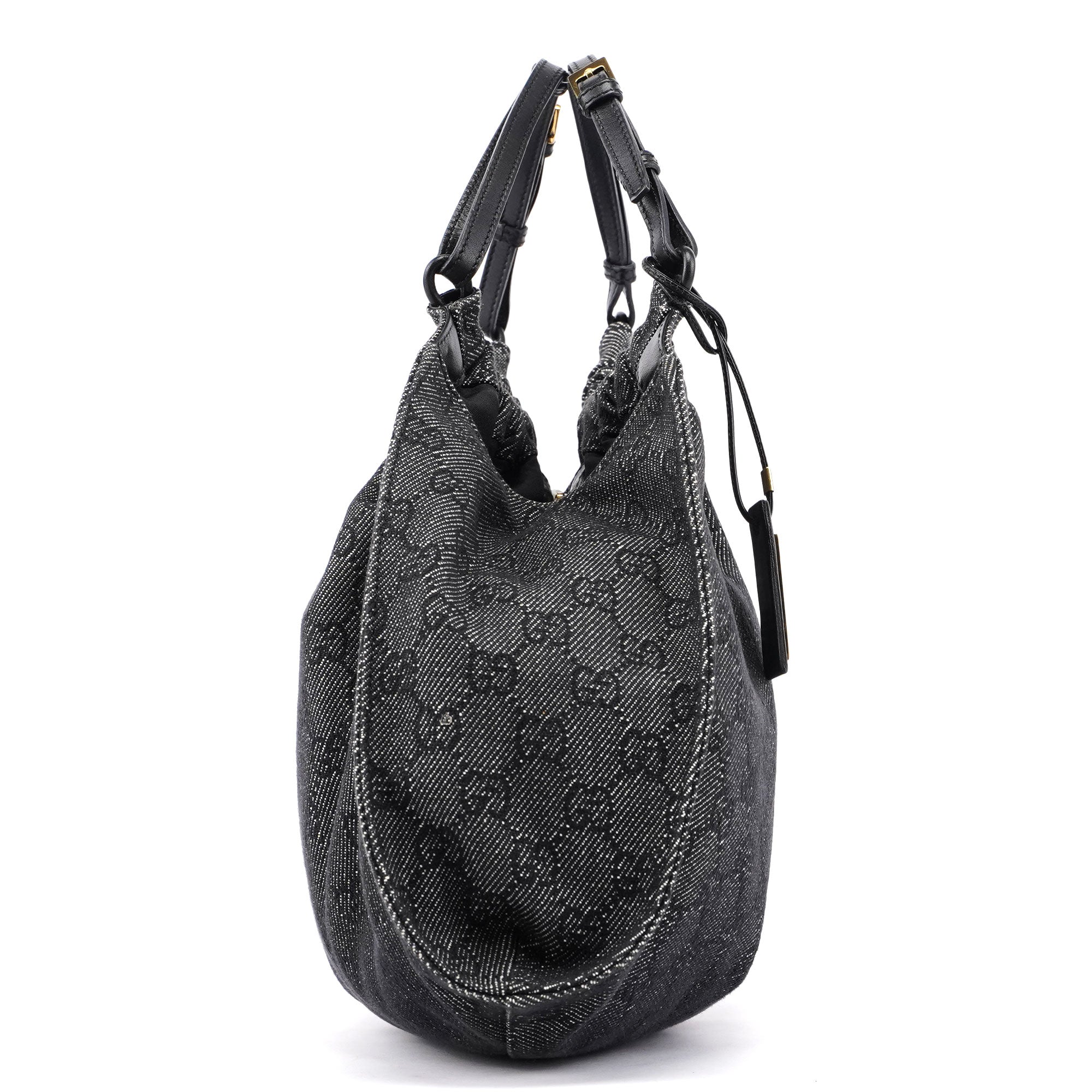 76554 Anthracite GG Denim Dual Handle Bag