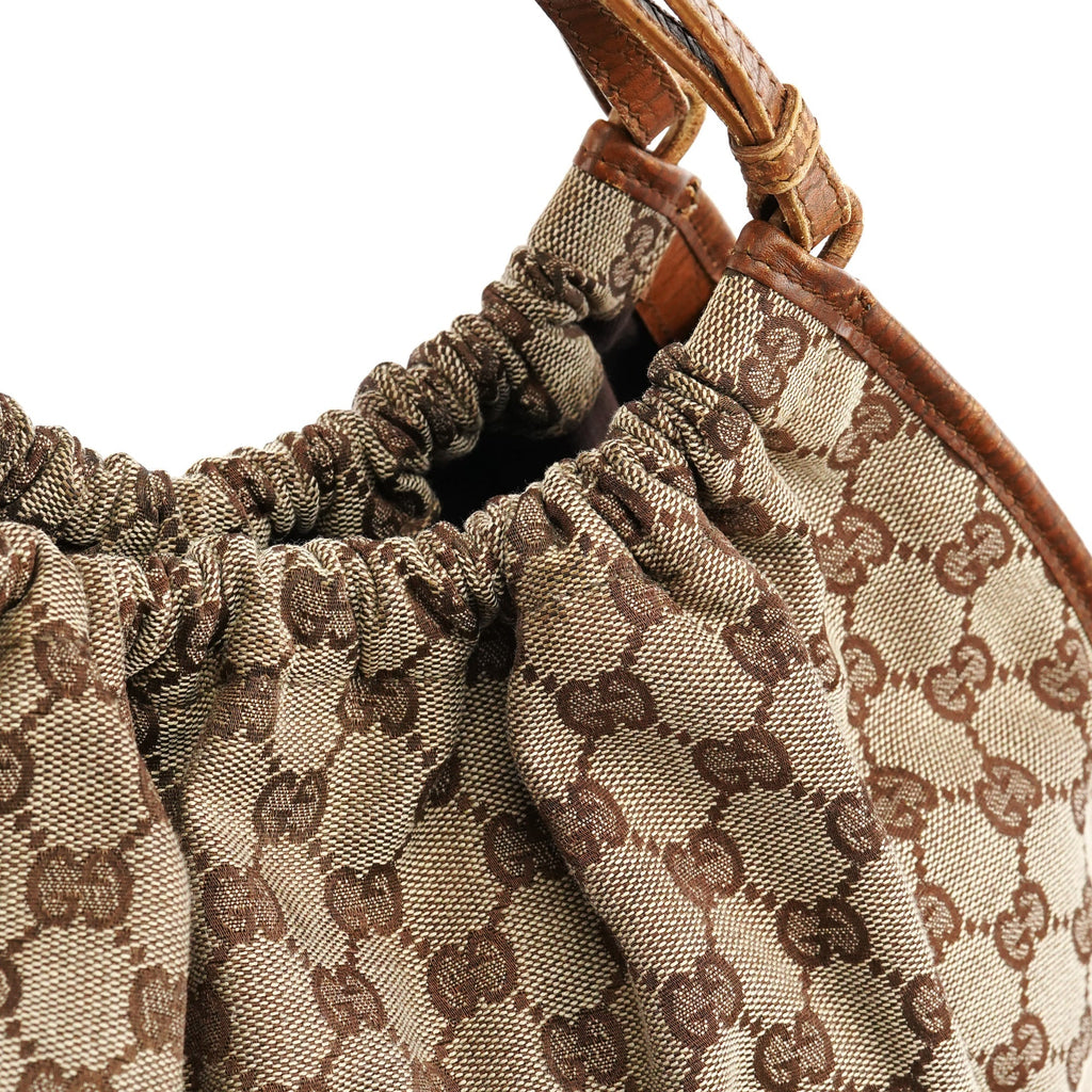 76554 Beige GG Canvas Ruched Handbag