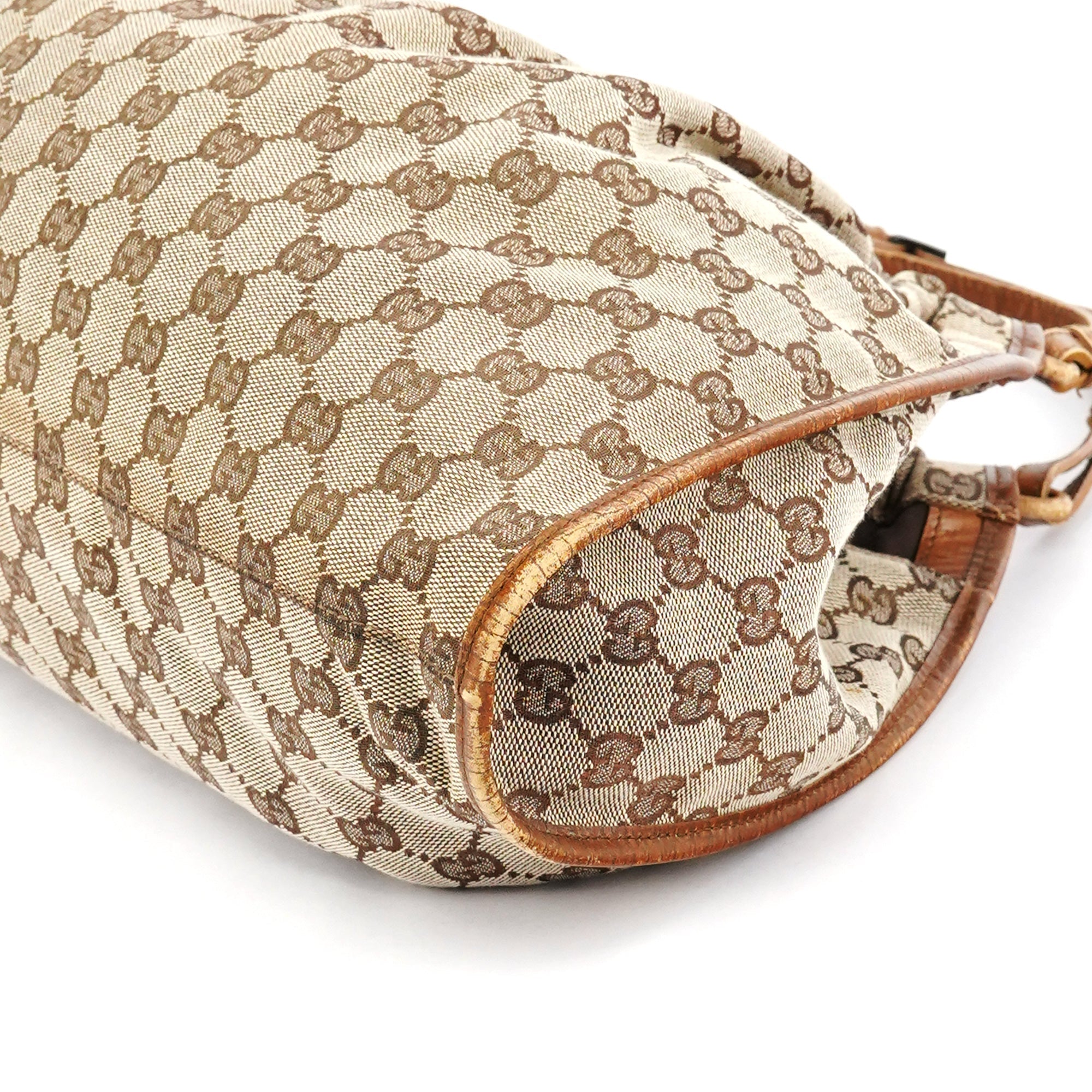 76554 Beige GG Canvas Ruched Handbag