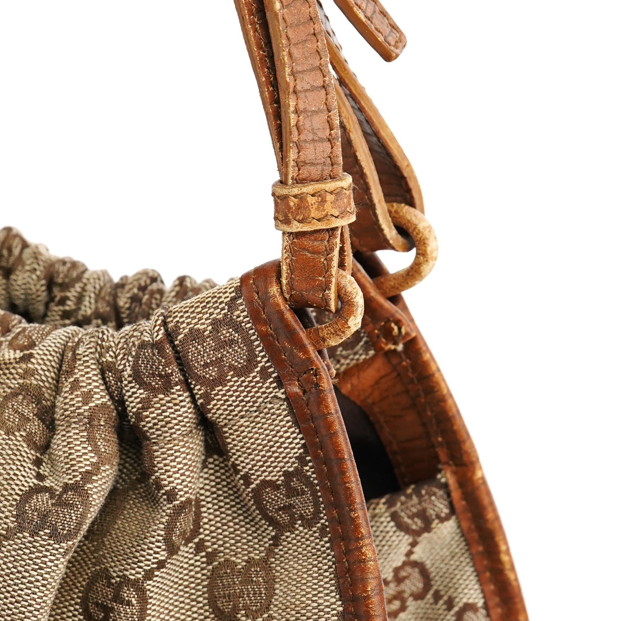 76554 Beige GG Canvas Ruched Handbag