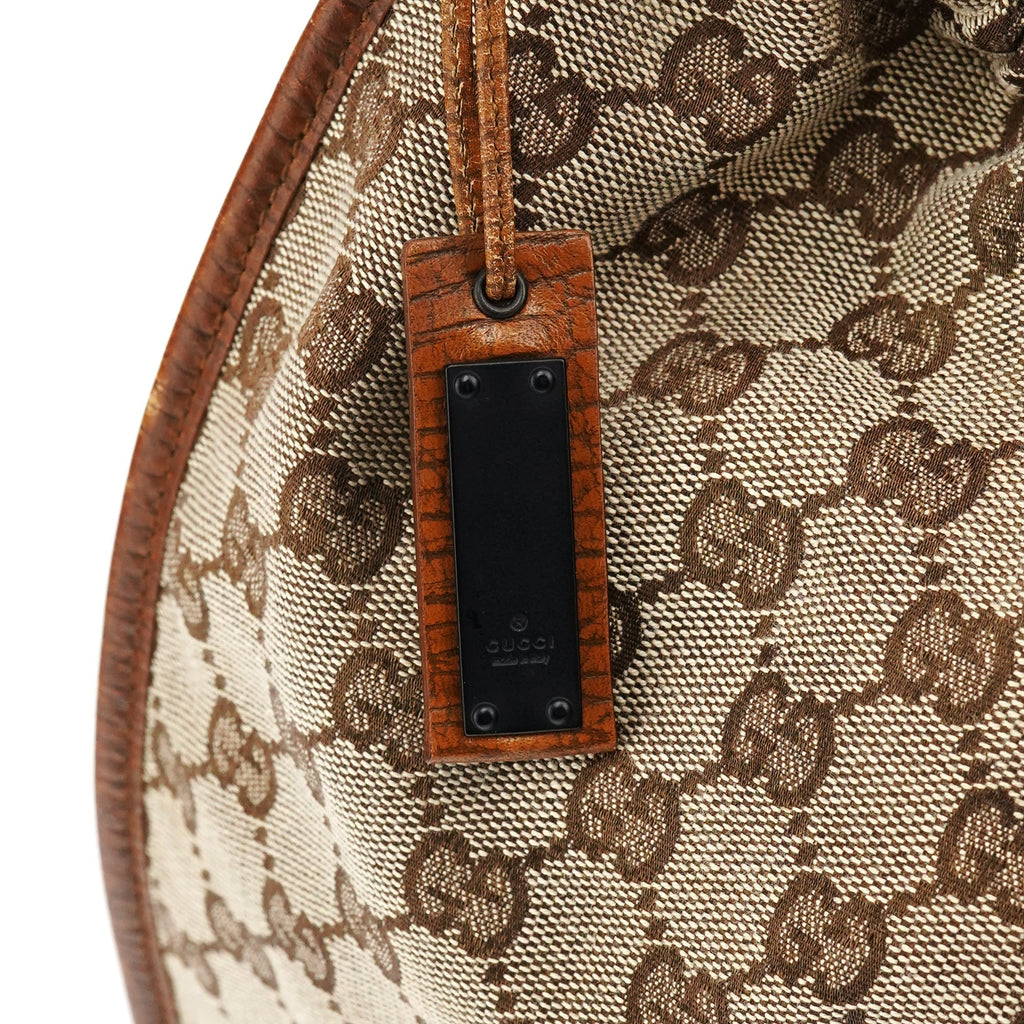76554 Beige GG Canvas Ruched Handbag