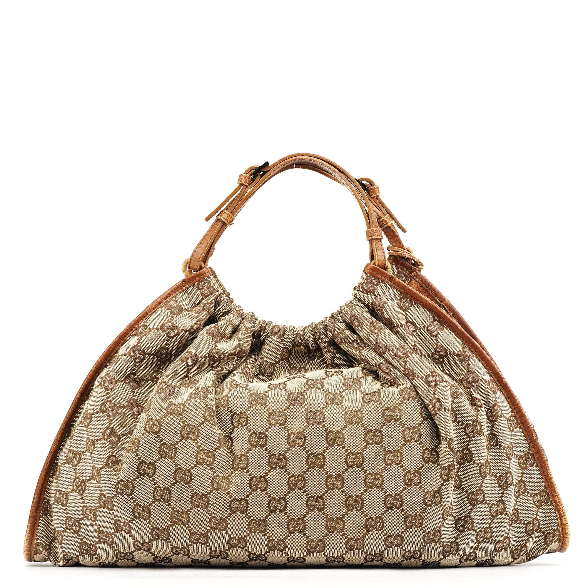 76554 Beige GG Canvas Ruched Handbag