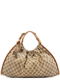 76554 Beige GG Canvas Ruched Handbag