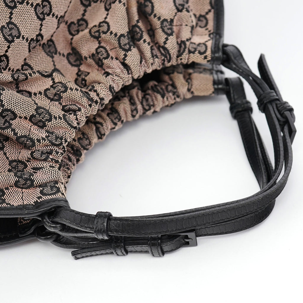 76554 Beige GG Ruched Hobo Bag