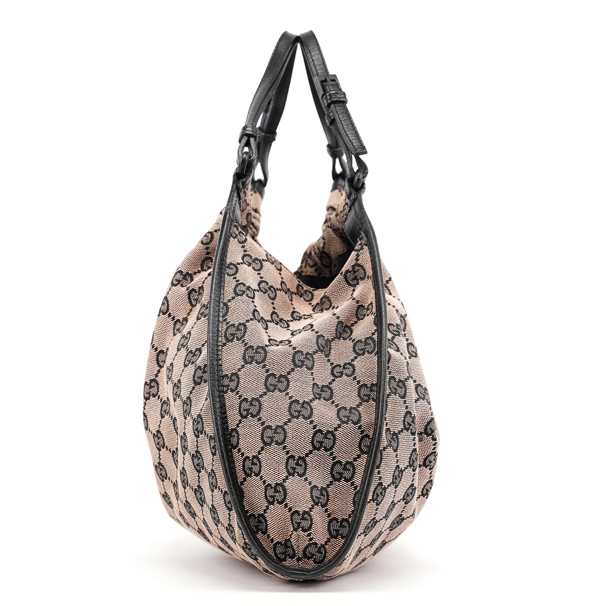 76554 Beige GG Ruched Hobo Bag