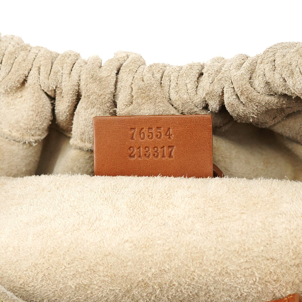 76554 Beige Suede Ruched Handbag