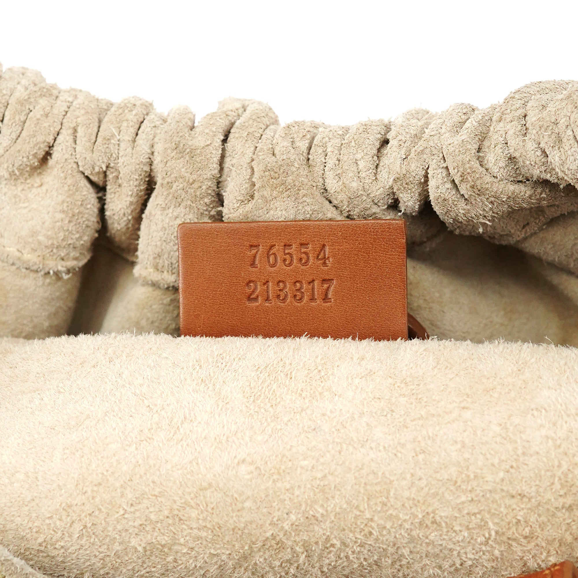 76554 Beige Suede Ruched Handbag