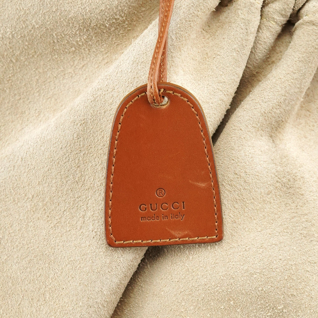76554 Beige Suede Ruched Handbag