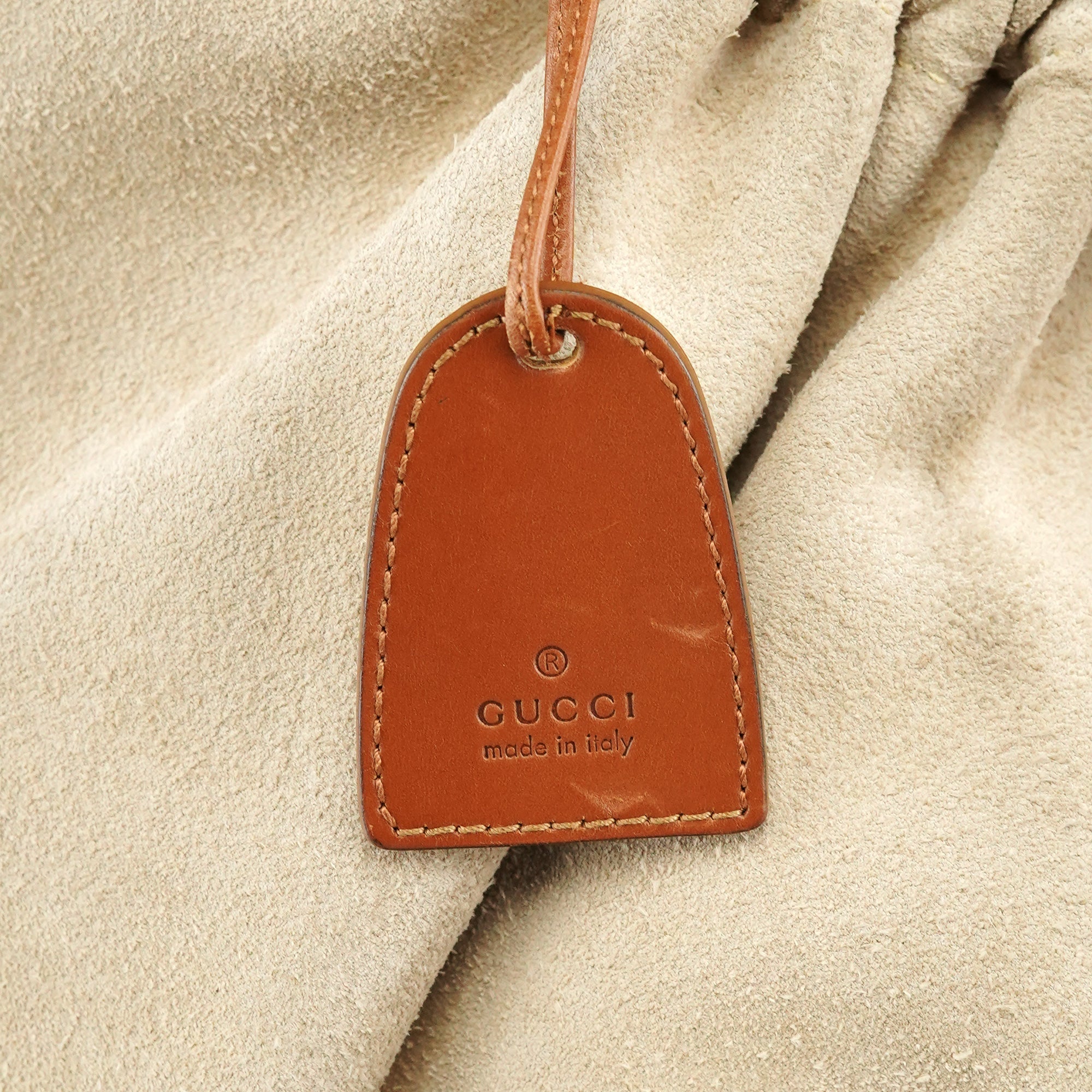76554 Beige Suede Ruched Handbag