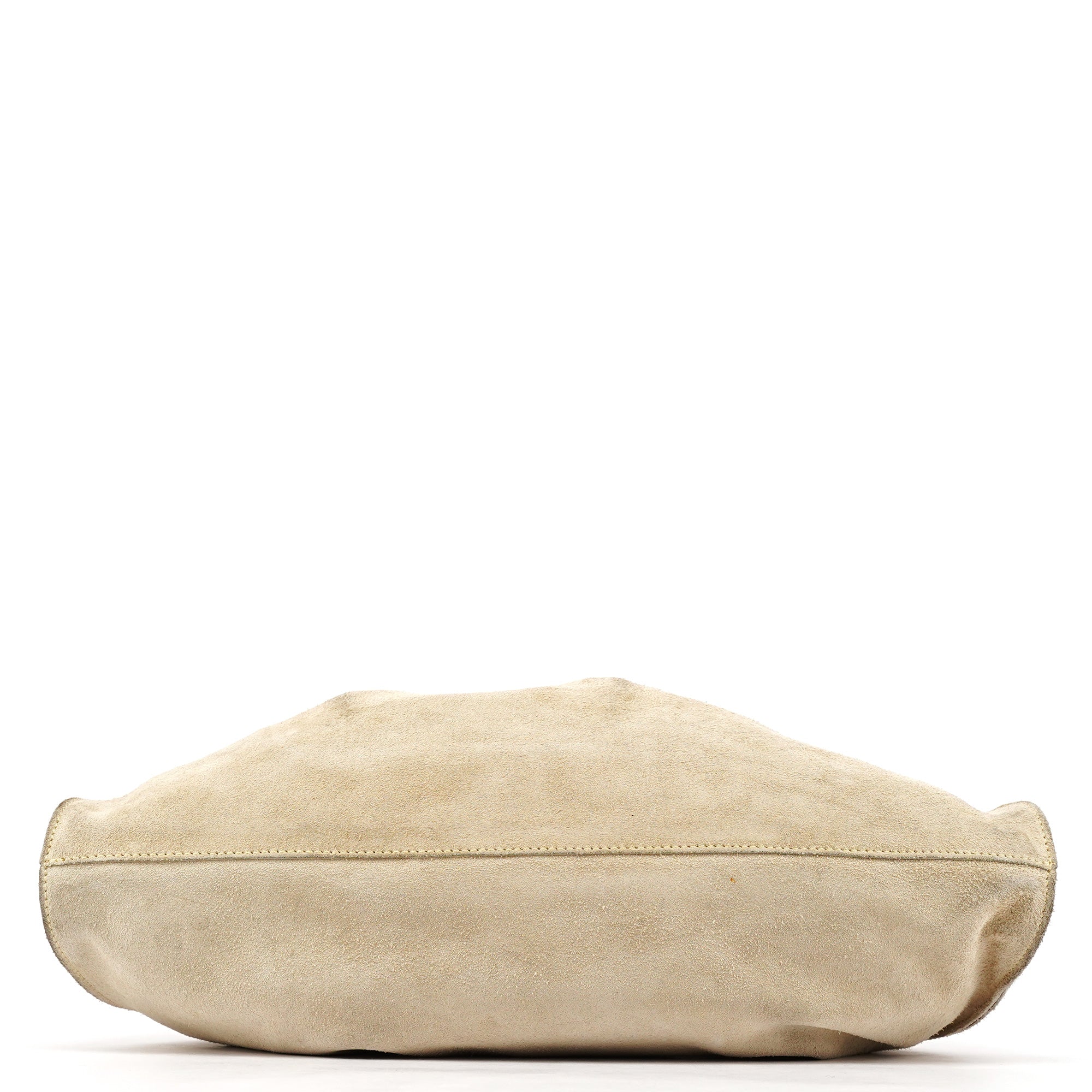 76554 Beige Suede Ruched Handbag