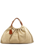 76554 Beige Suede Ruched Handbag