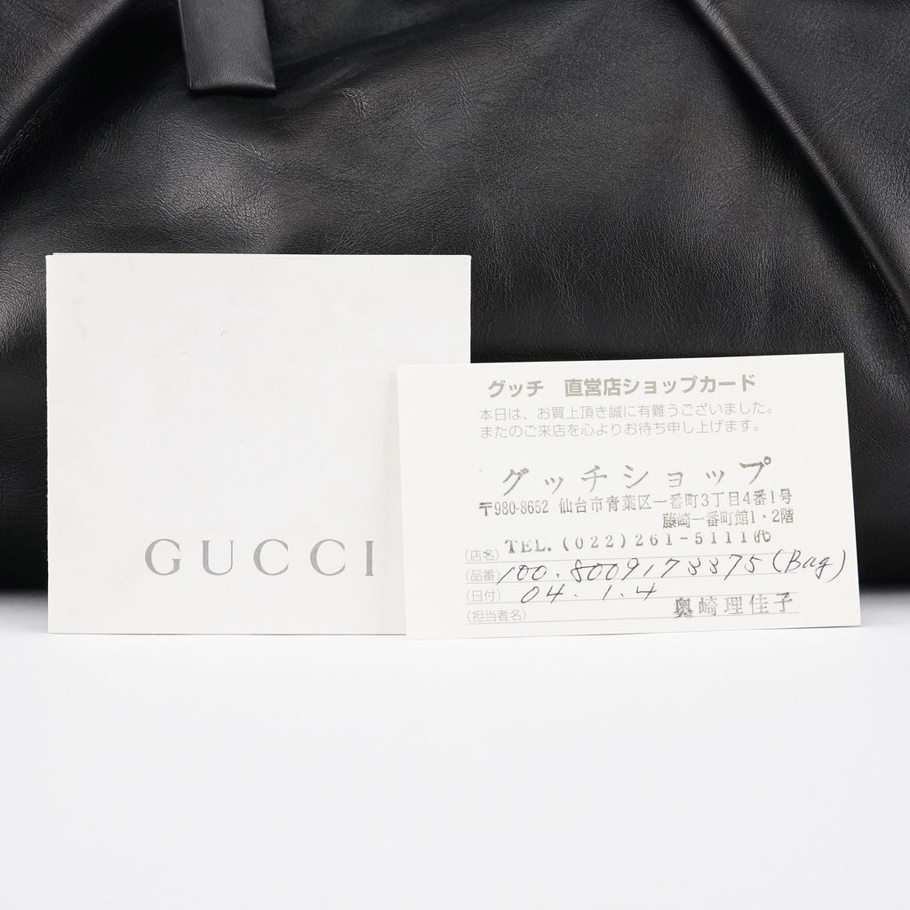 76554 Black Calfskin Ruched Bag