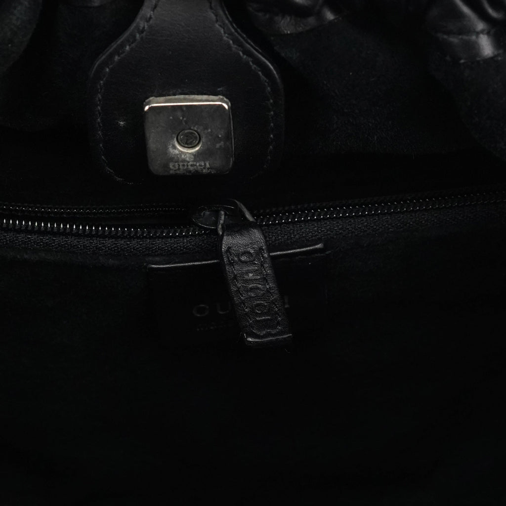 76554 Black Calfskin Ruched Bag