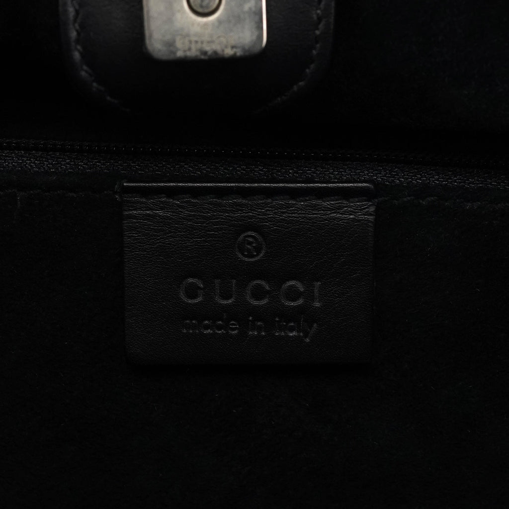 76554 Black Calfskin Ruched Bag