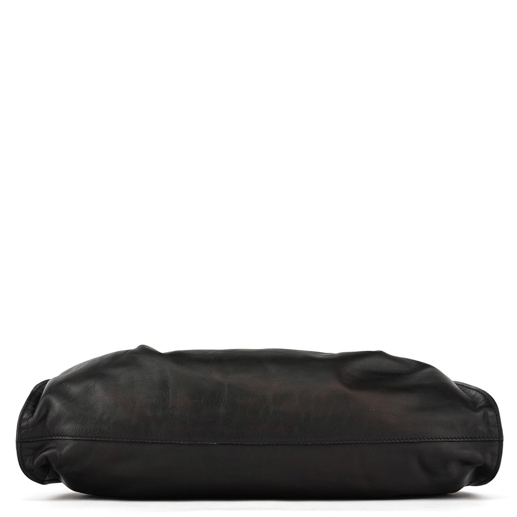 76554 Black Calfskin Ruched Bag