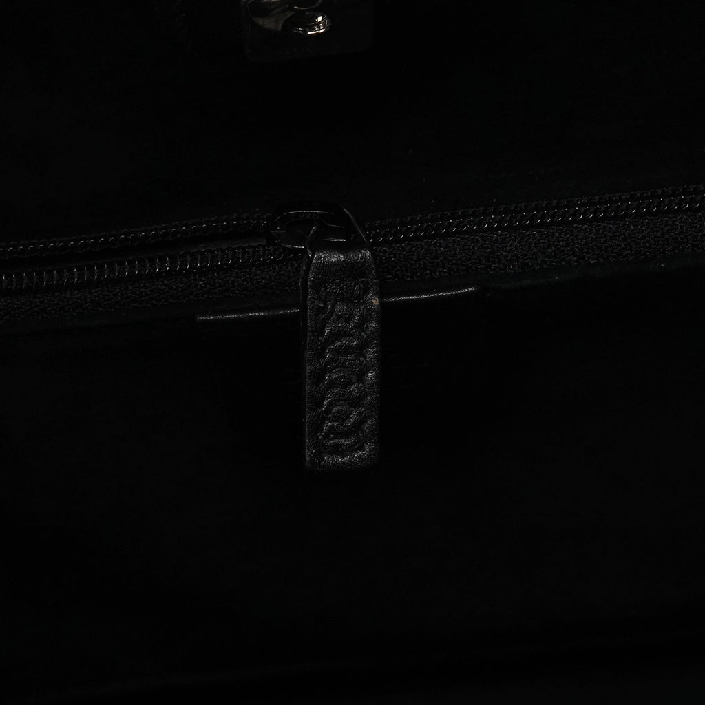 76554 Black Calfskin Ruched Handbag