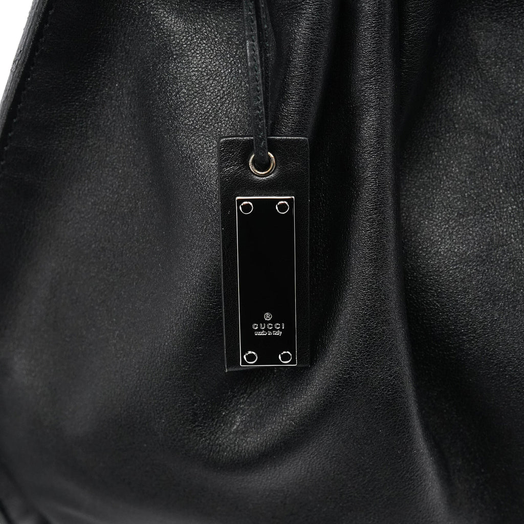 76554 Black Calfskin Ruched Handbag