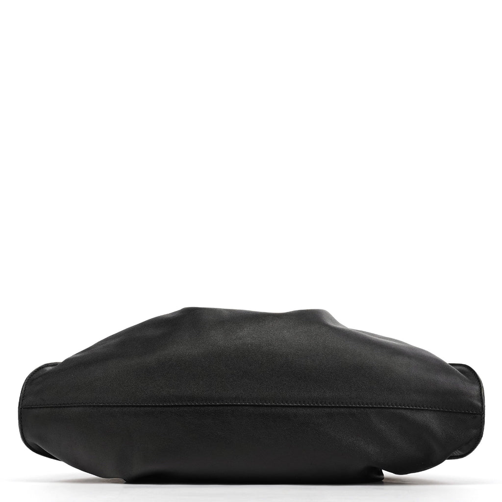 76554 Black Calfskin Ruched Handbag