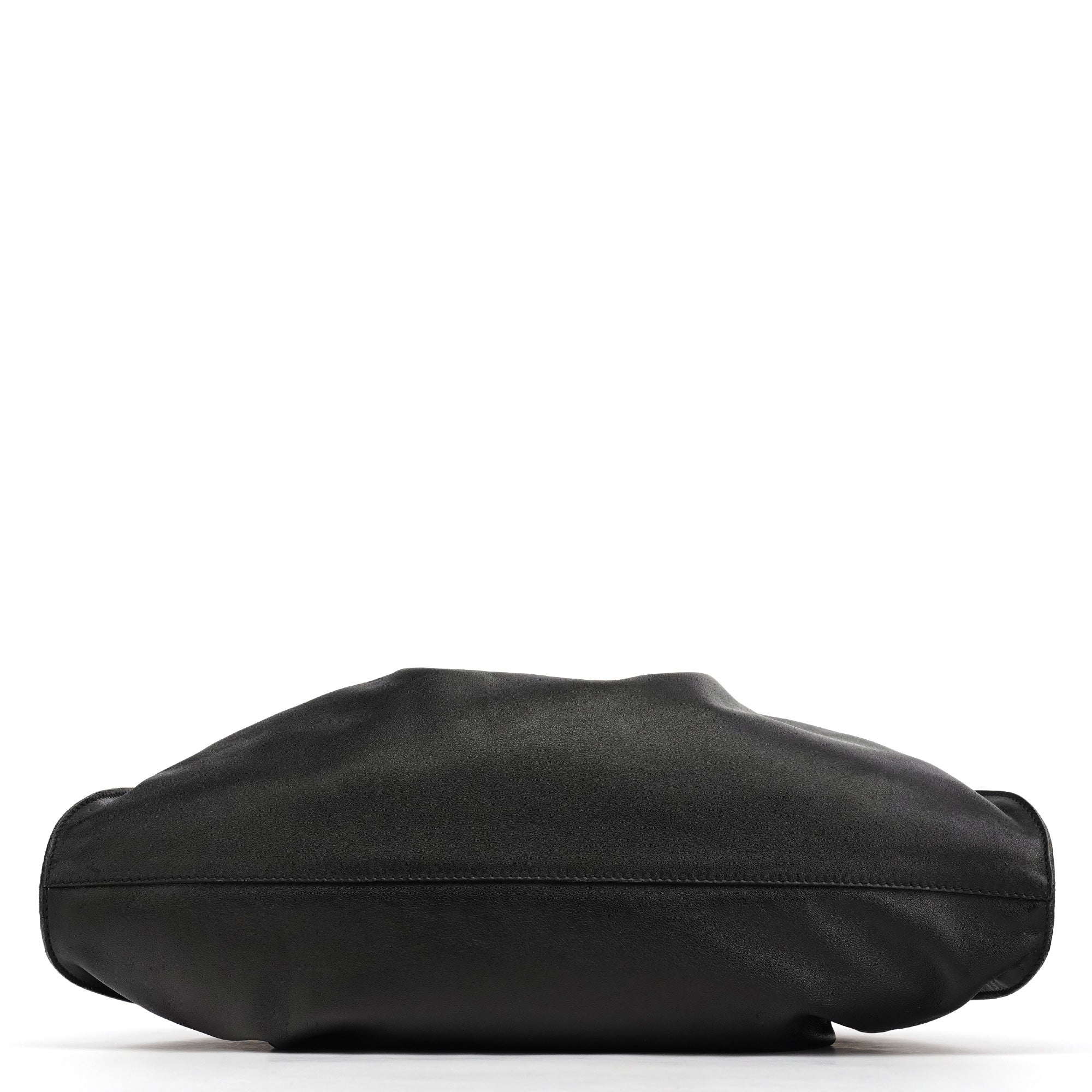 76554 Black Calfskin Ruched Handbag
