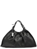 76554 Black Calfskin Ruched Handbag