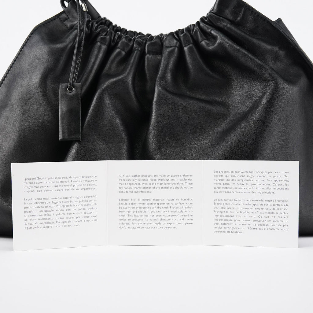 76554 Black Calfskin Ruched Handbag