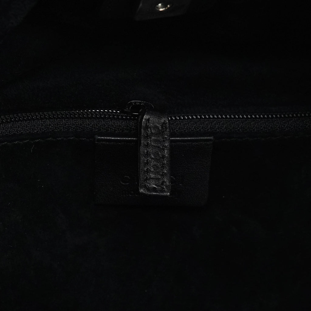 76554 Black Calfskin Ruched Handbag