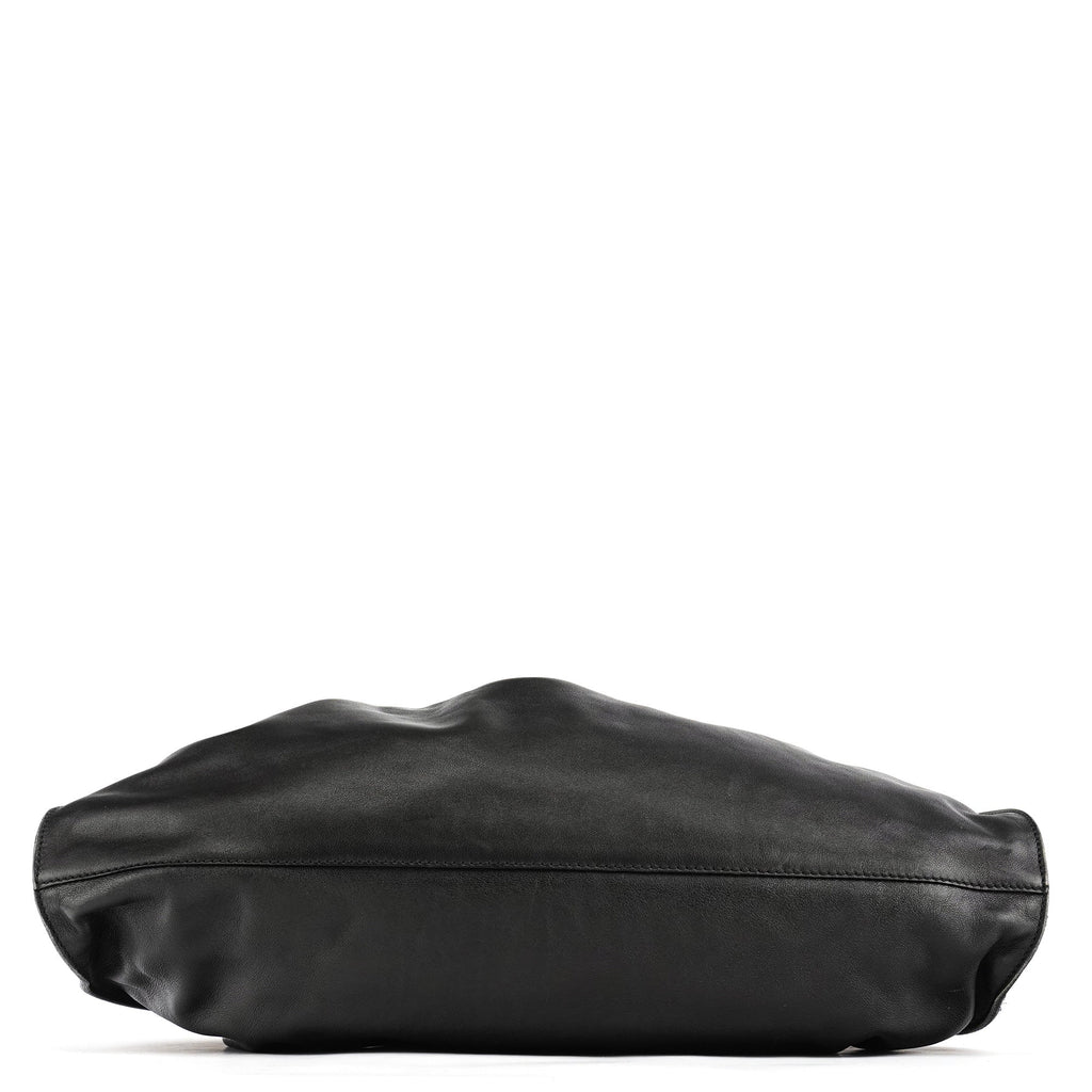 76554 Black Calfskin Ruched Handbag