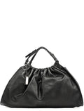 76554 Black Calfskin Ruched Handbag