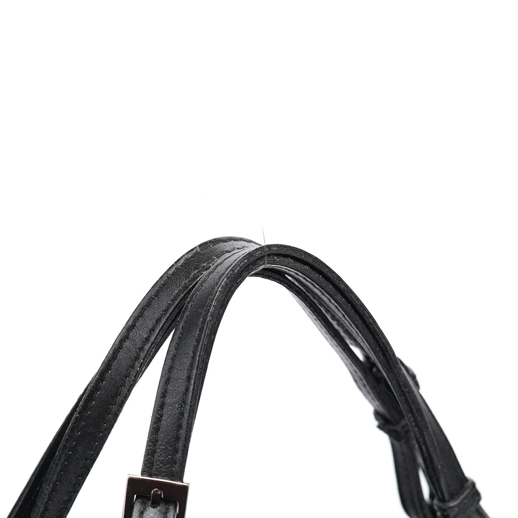 76554 Black Leather Ruched Bag