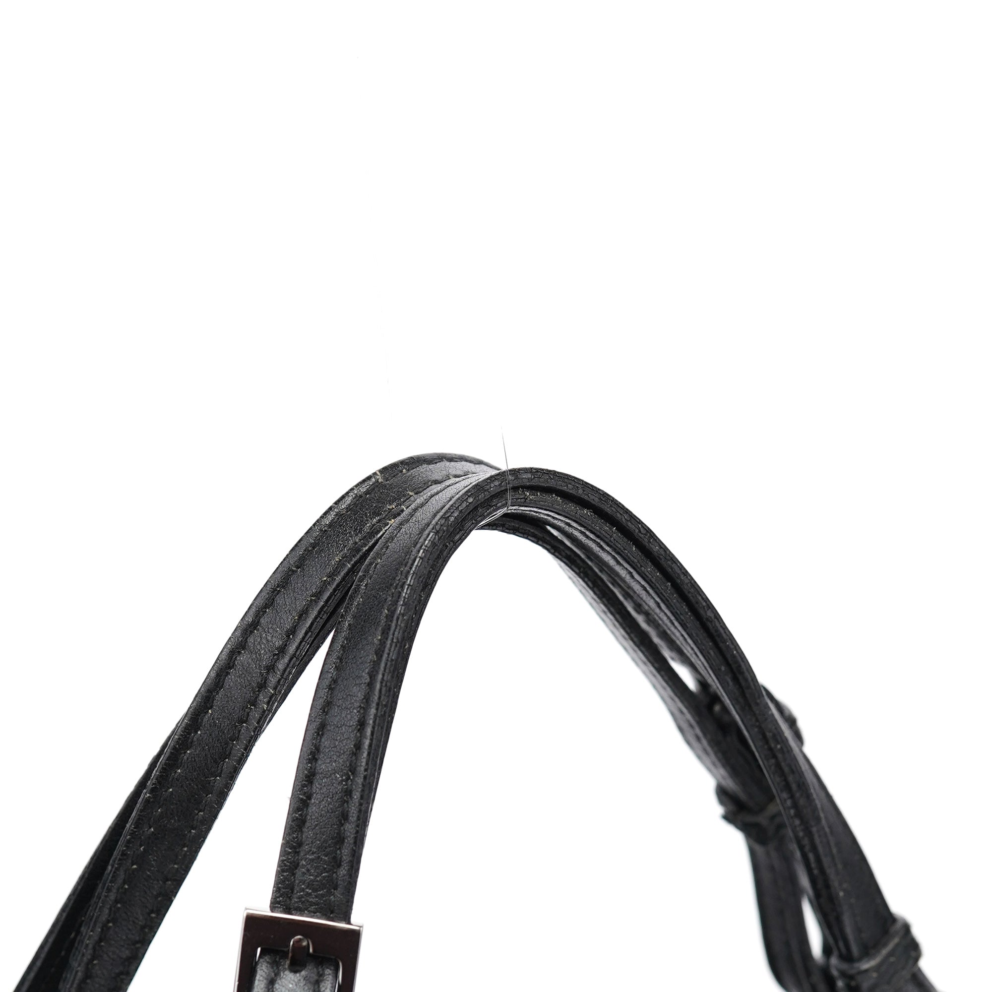 76554 Black Leather Ruched Bag