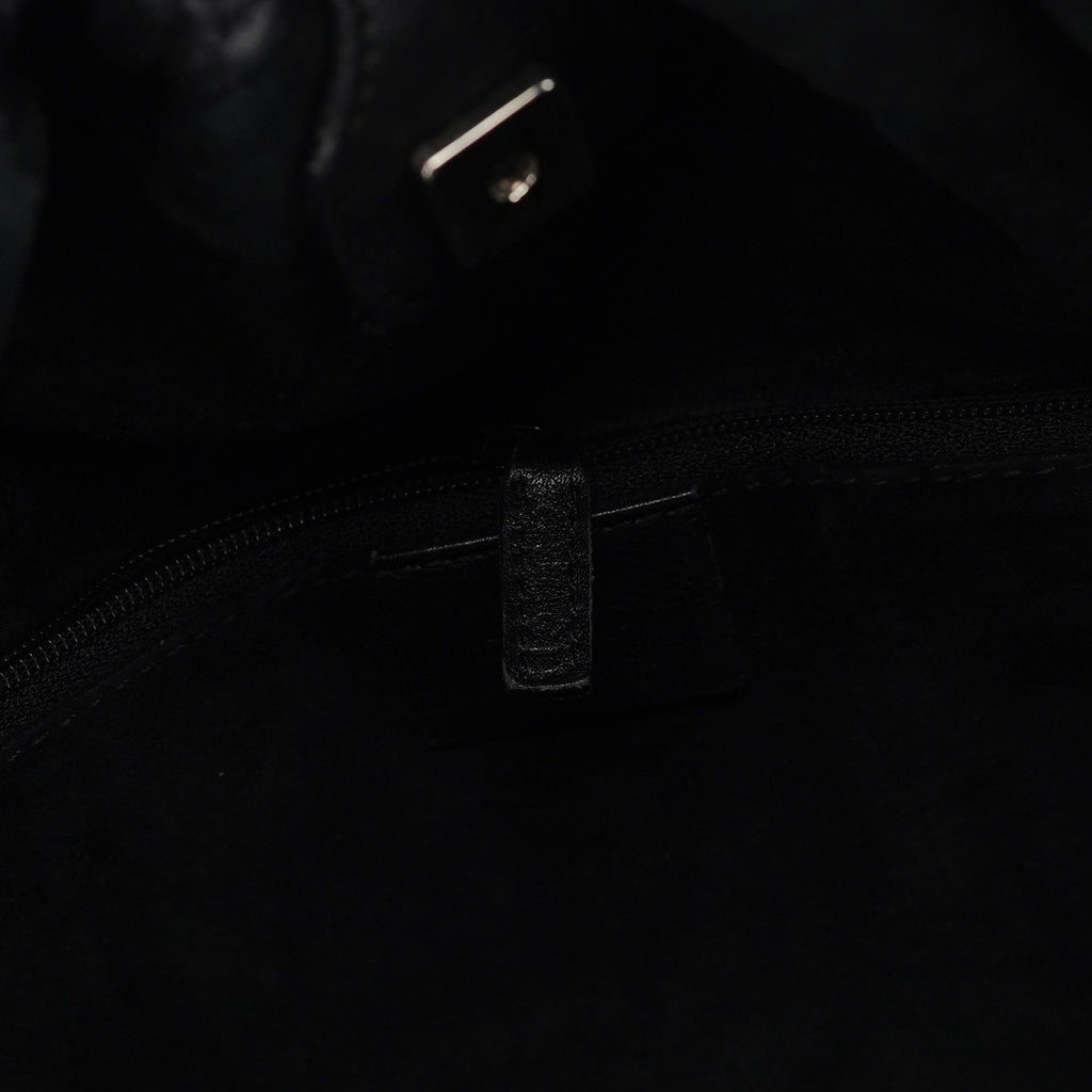 76554 Black Leather Ruched Bag