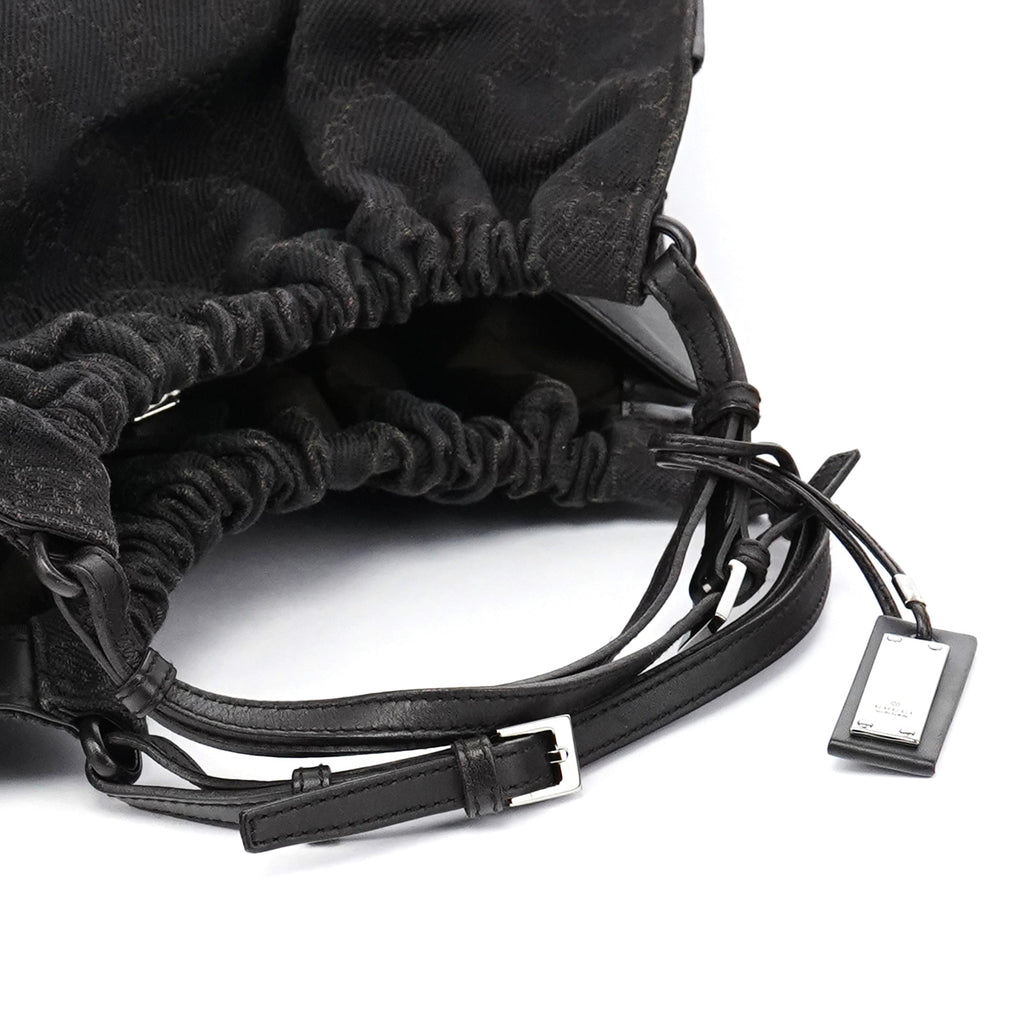 76554 Brown GG Canvas Ruched Shoulder Bag