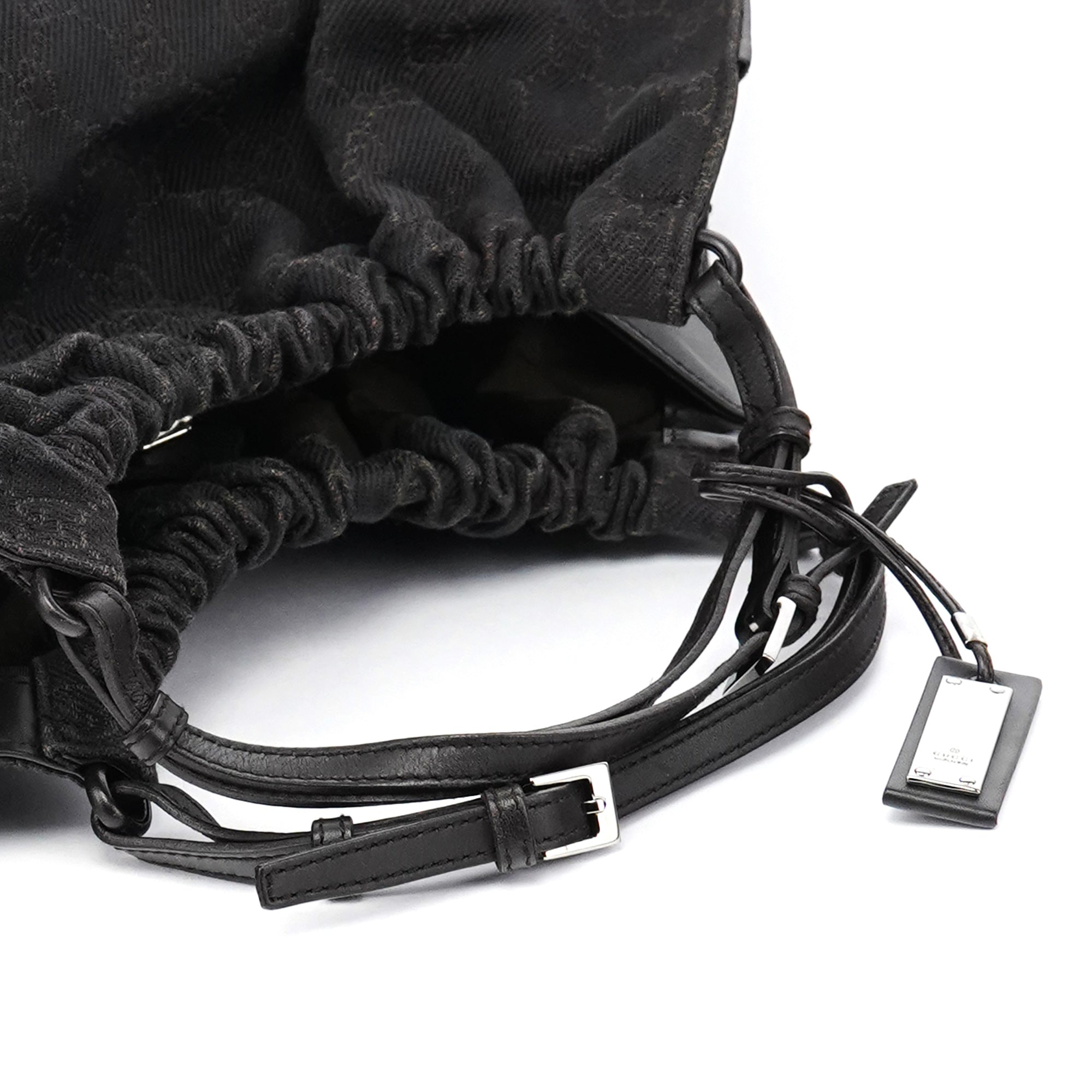 76554 Brown GG Canvas Ruched Shoulder Bag