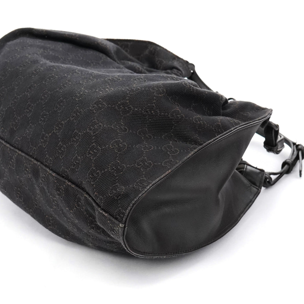 76554 Brown GG Canvas Ruched Shoulder Bag