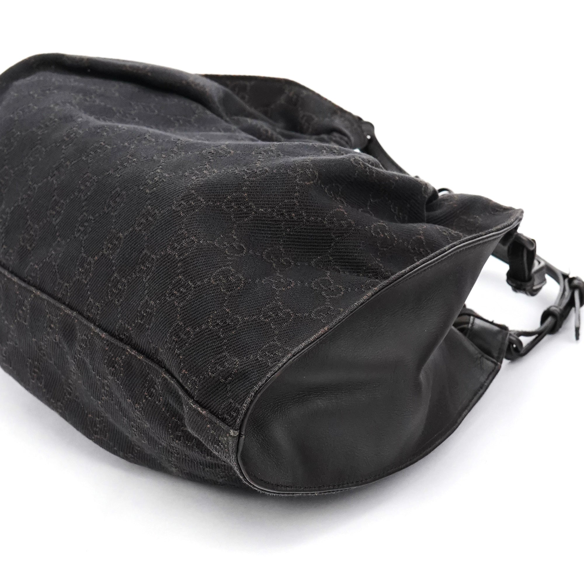76554 Brown GG Canvas Ruched Shoulder Bag
