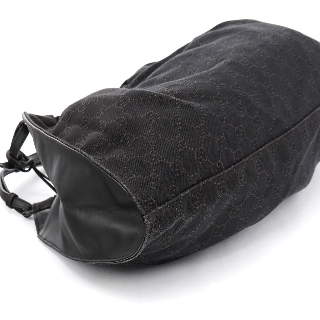 76554 Brown GG Canvas Ruched Shoulder Bag