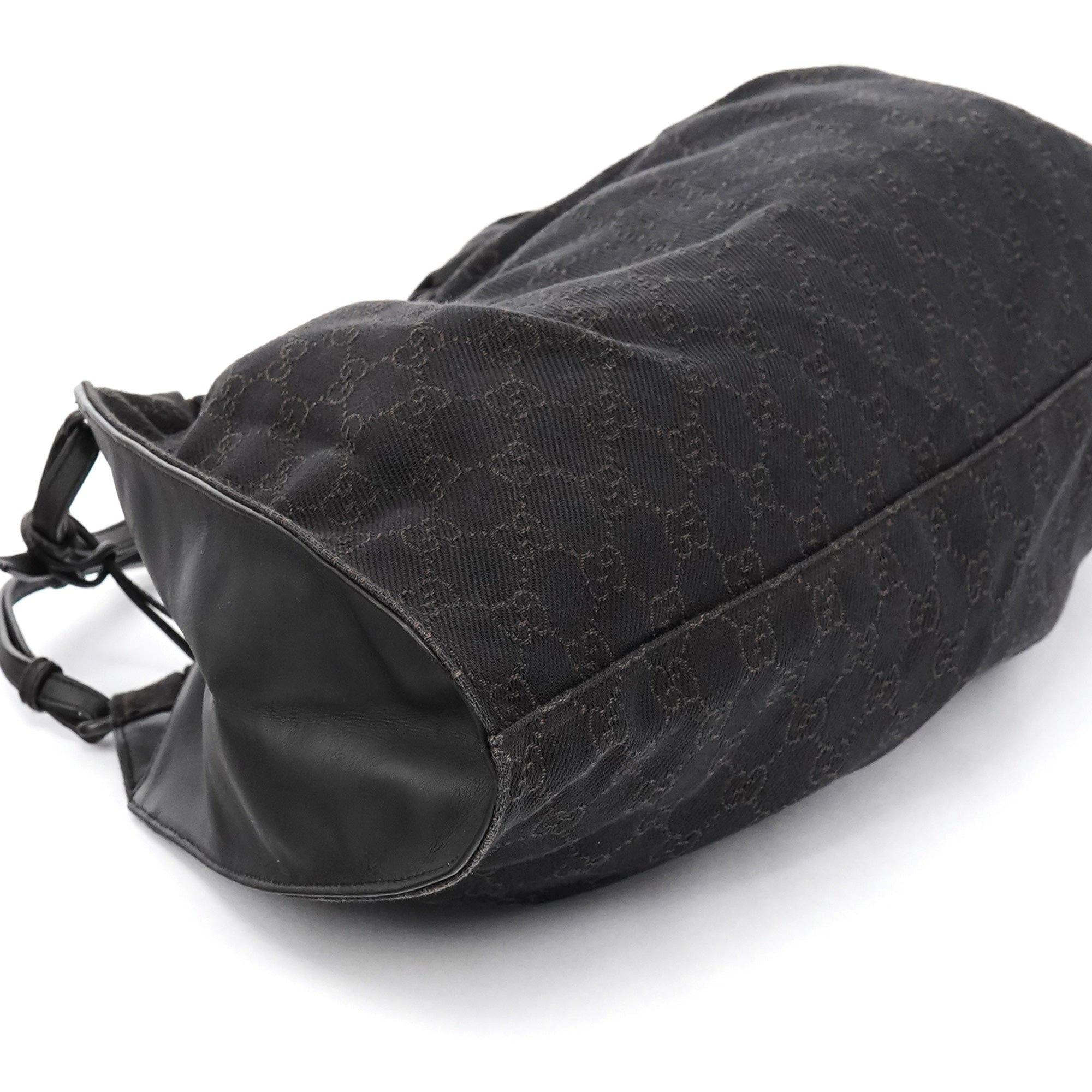 76554 Brown GG Canvas Ruched Shoulder Bag