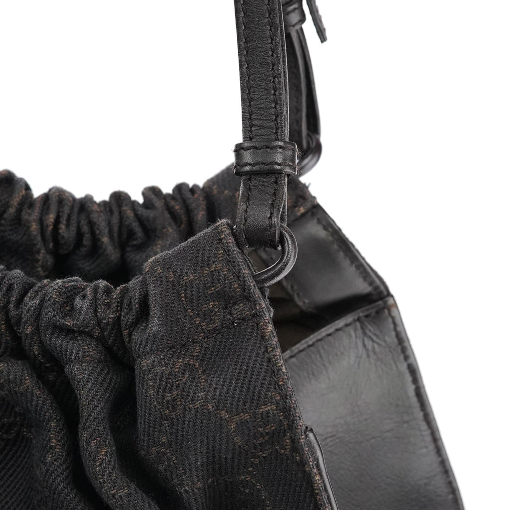 76554 Brown GG Canvas Ruched Shoulder Bag