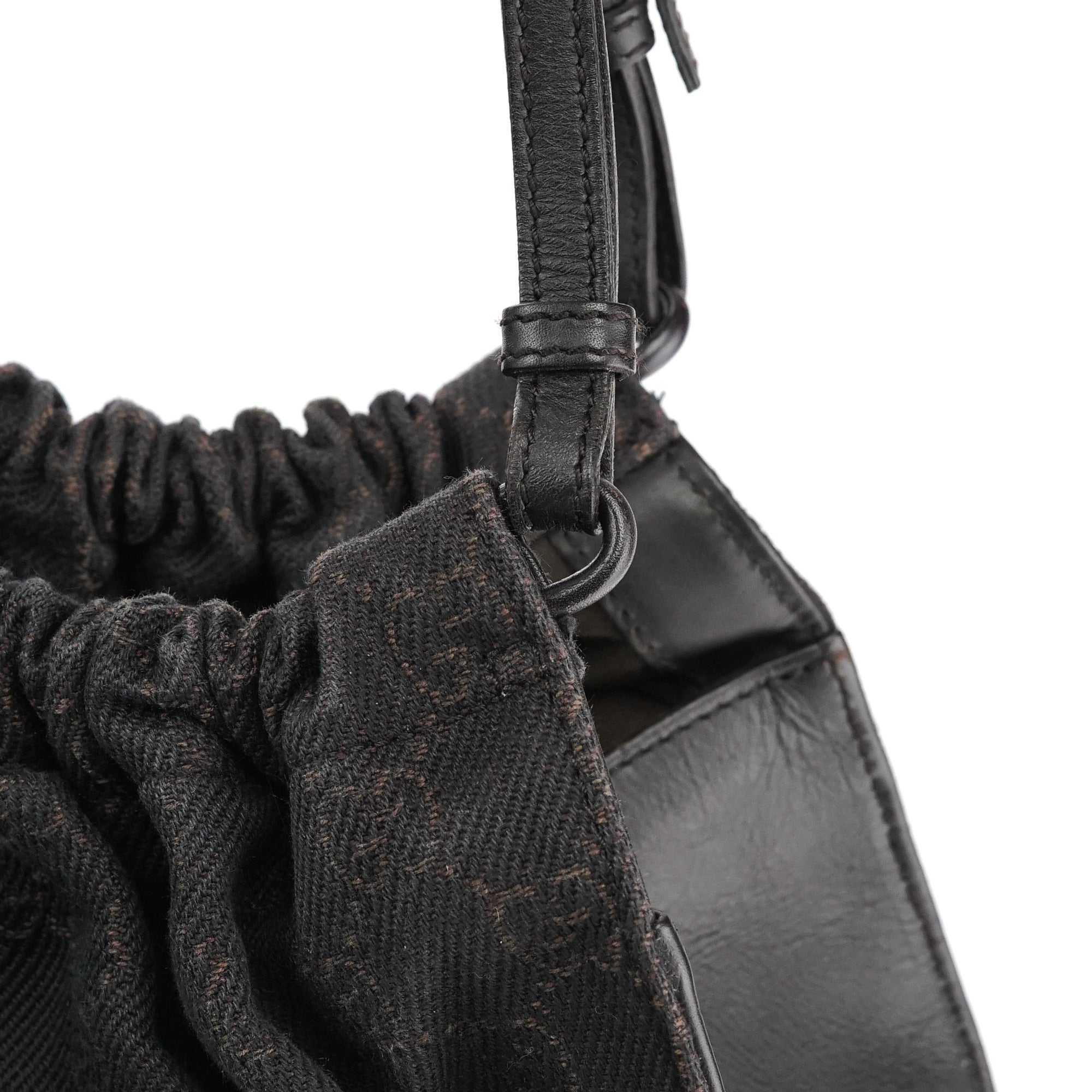 76554 Brown GG Canvas Ruched Shoulder Bag