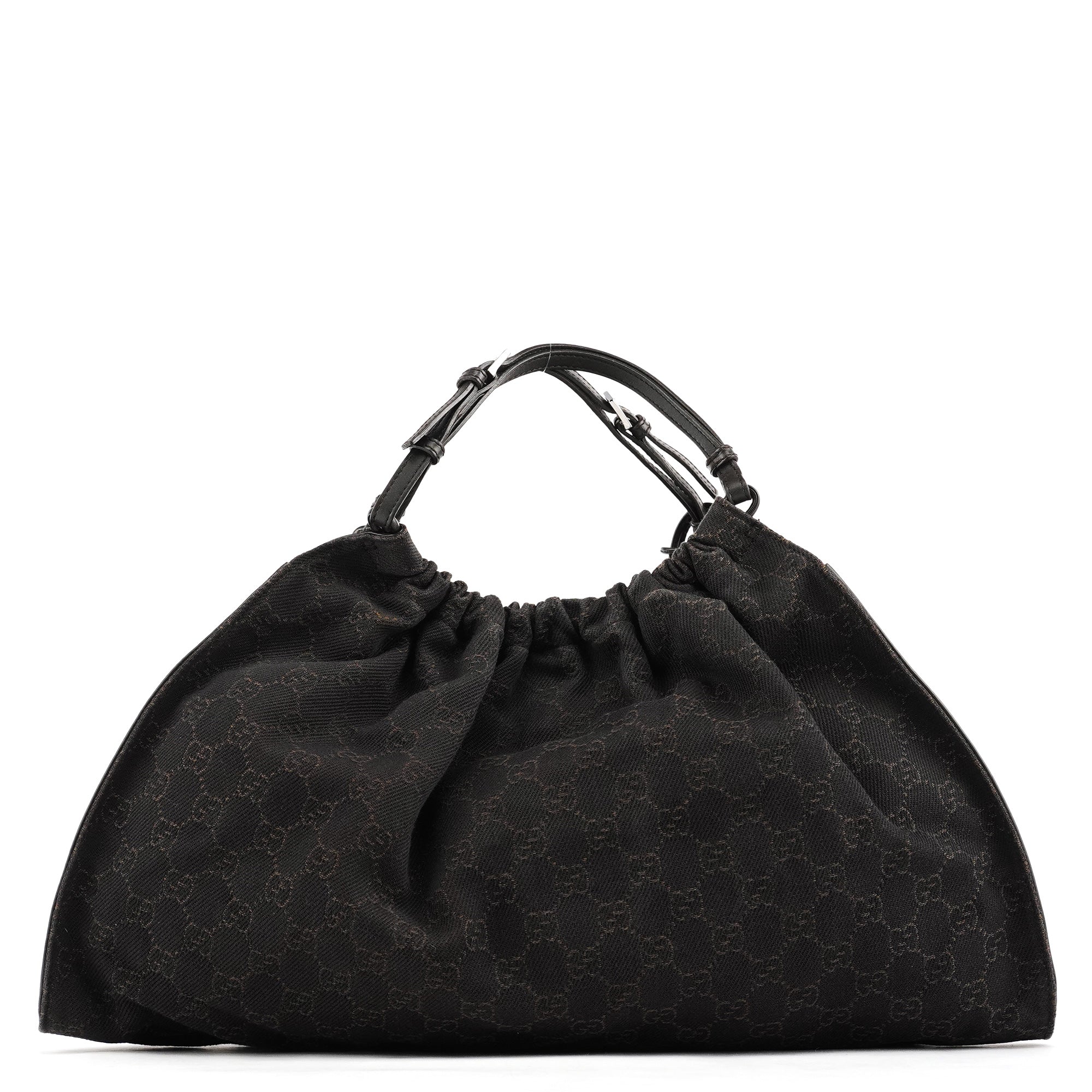 76554 Brown GG Canvas Ruched Shoulder Bag