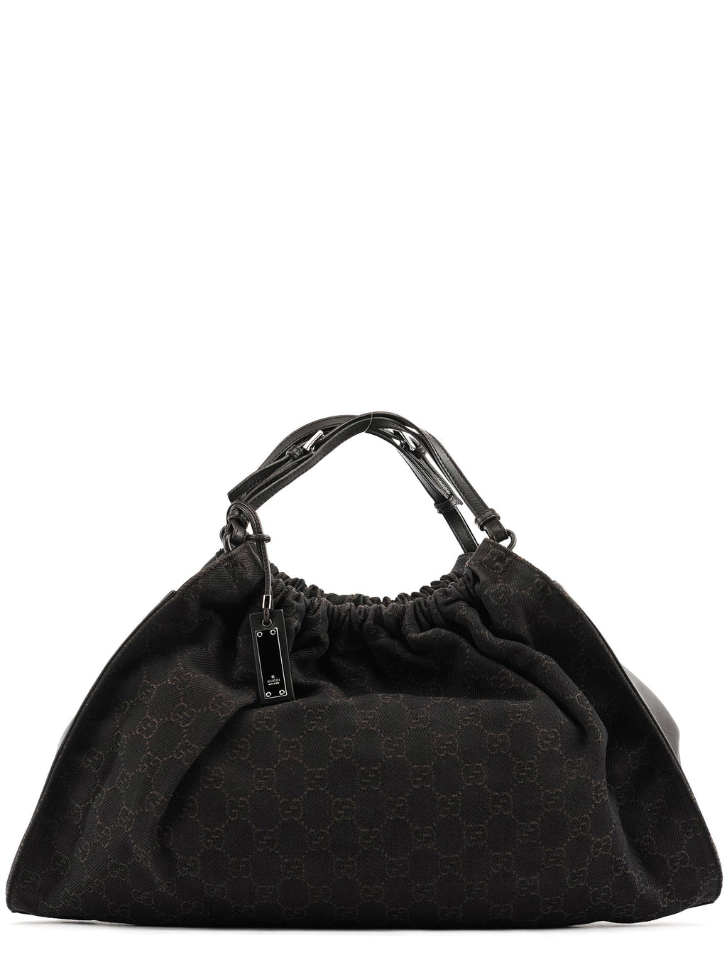 76554 Brown GG Canvas Ruched Shoulder Bag