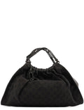 76554 Brown GG Canvas Ruched Shoulder Bag