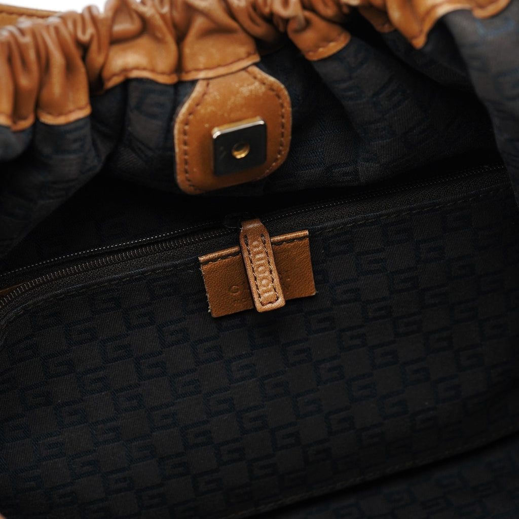 76554 Light Brown Ruched Tote Bag