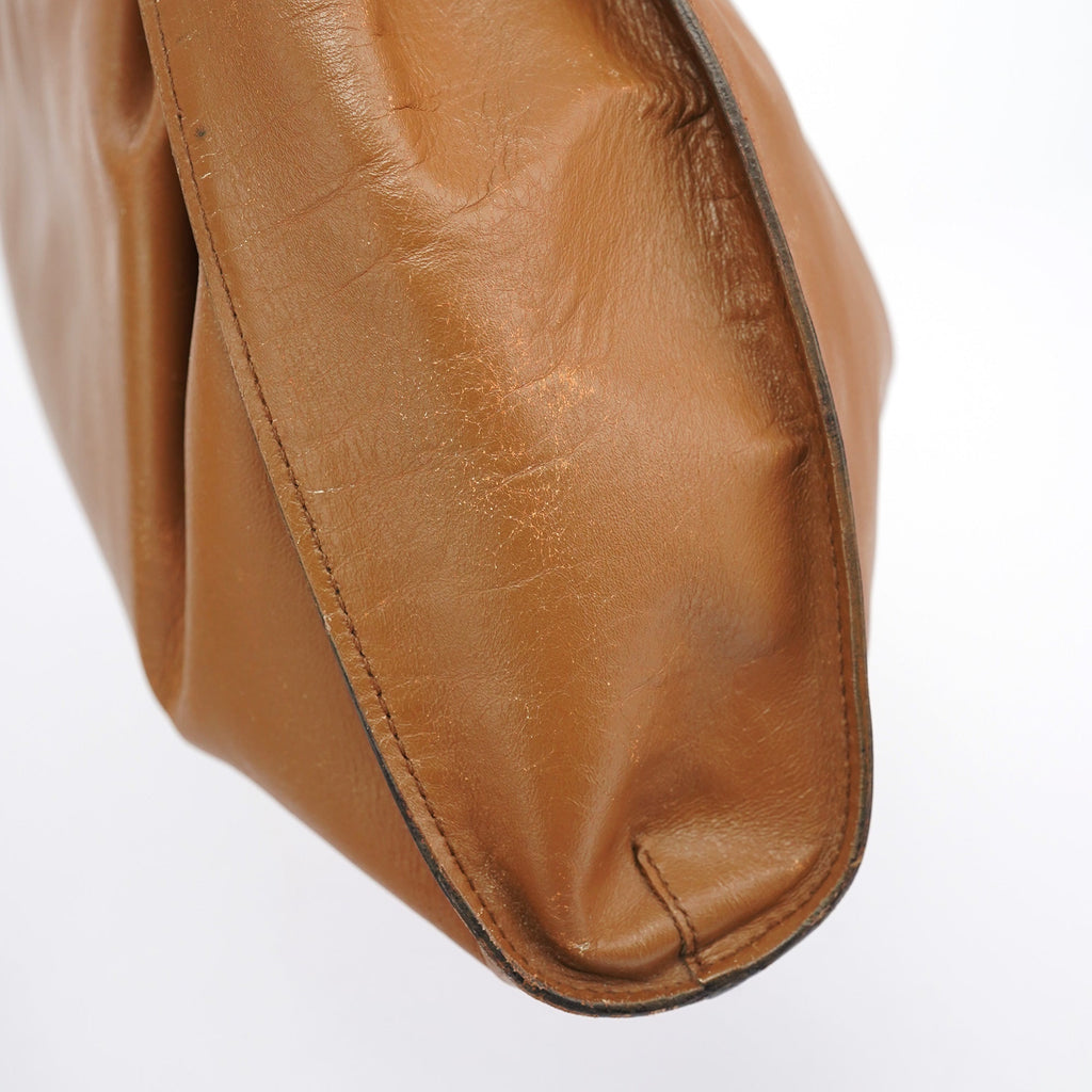 76554 Light Brown Ruched Tote Bag