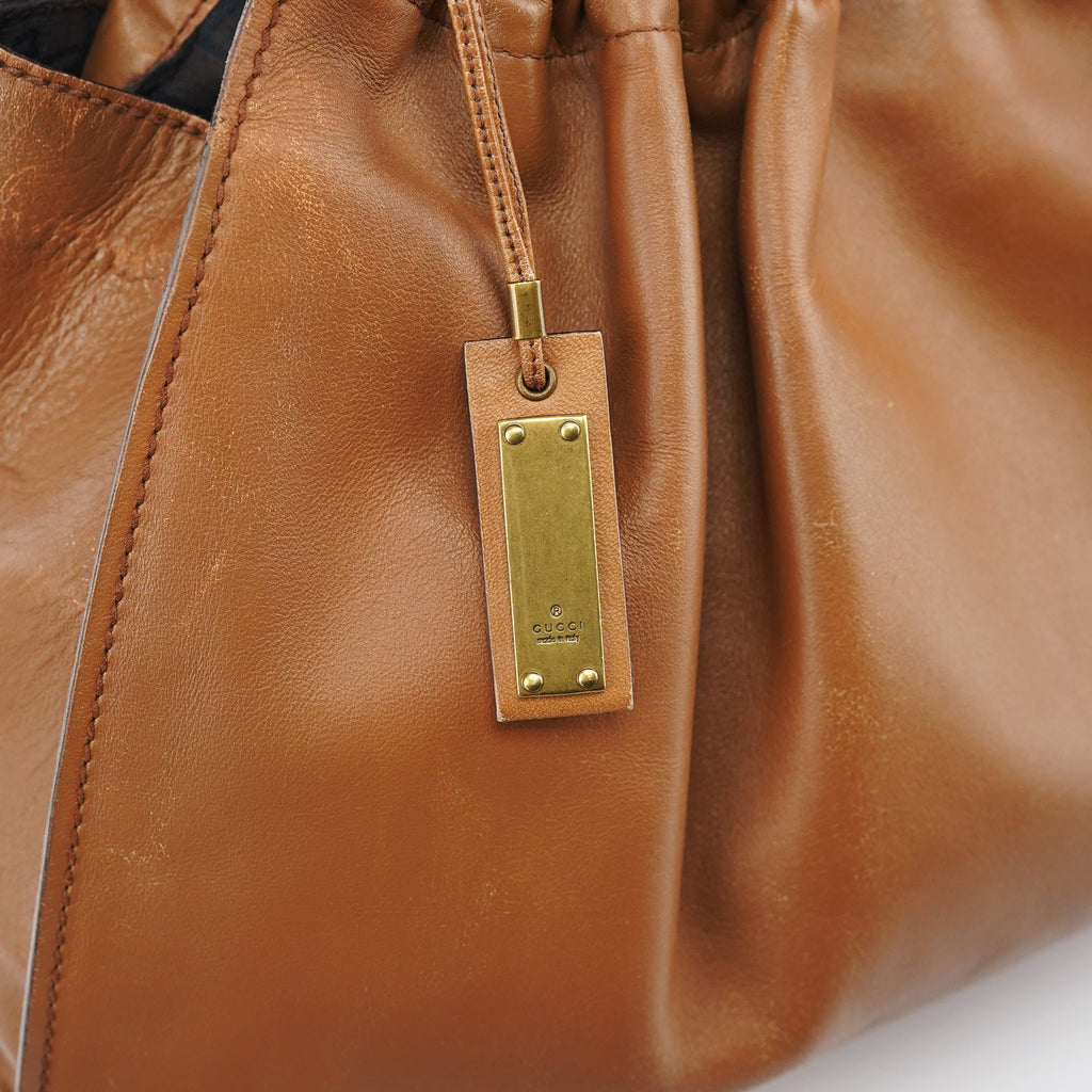 76554 Light Brown Ruched Tote Bag